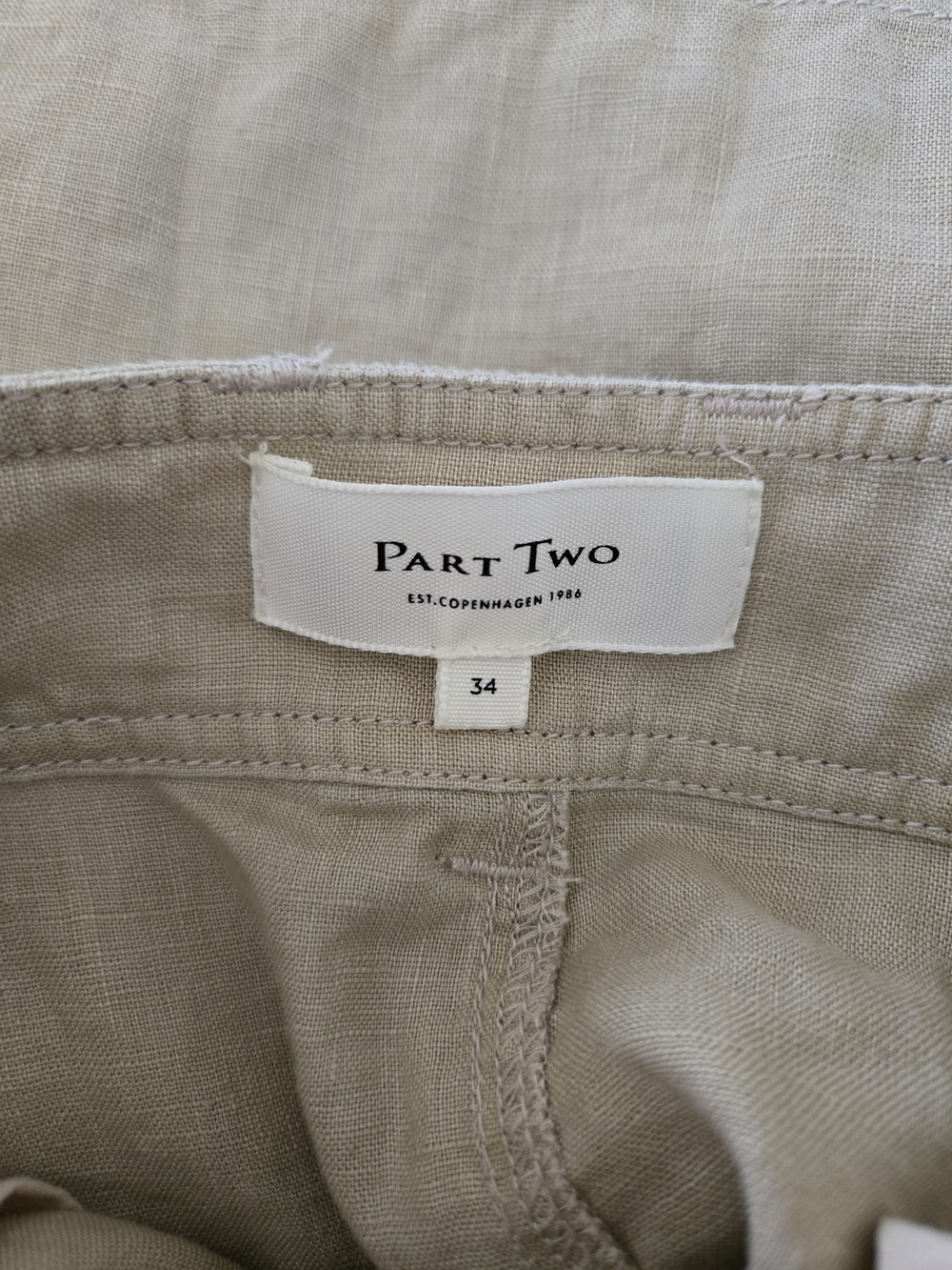 Part Two Linen High-Waist A-Line Cream Button-Front Midi Summer Skirt - Picture 8 of 12